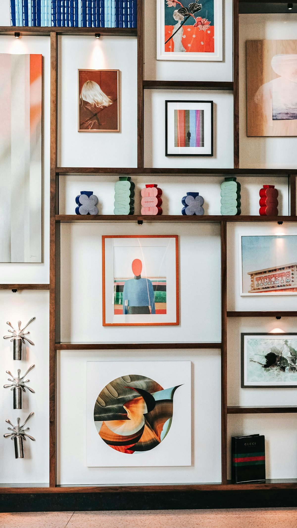 Grid-style gallery wall with black and white photos