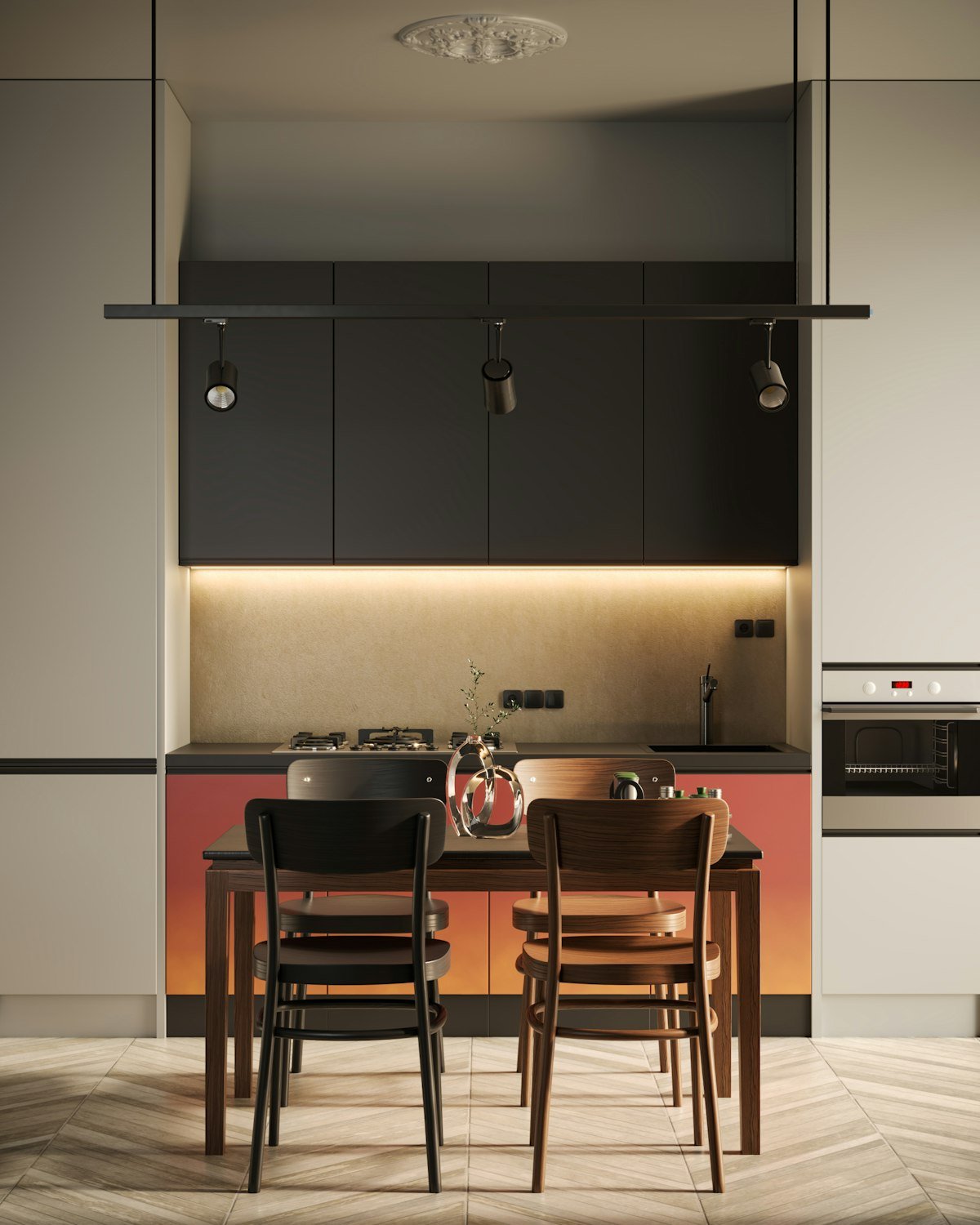 Small kitchen with a bistro table and chairs