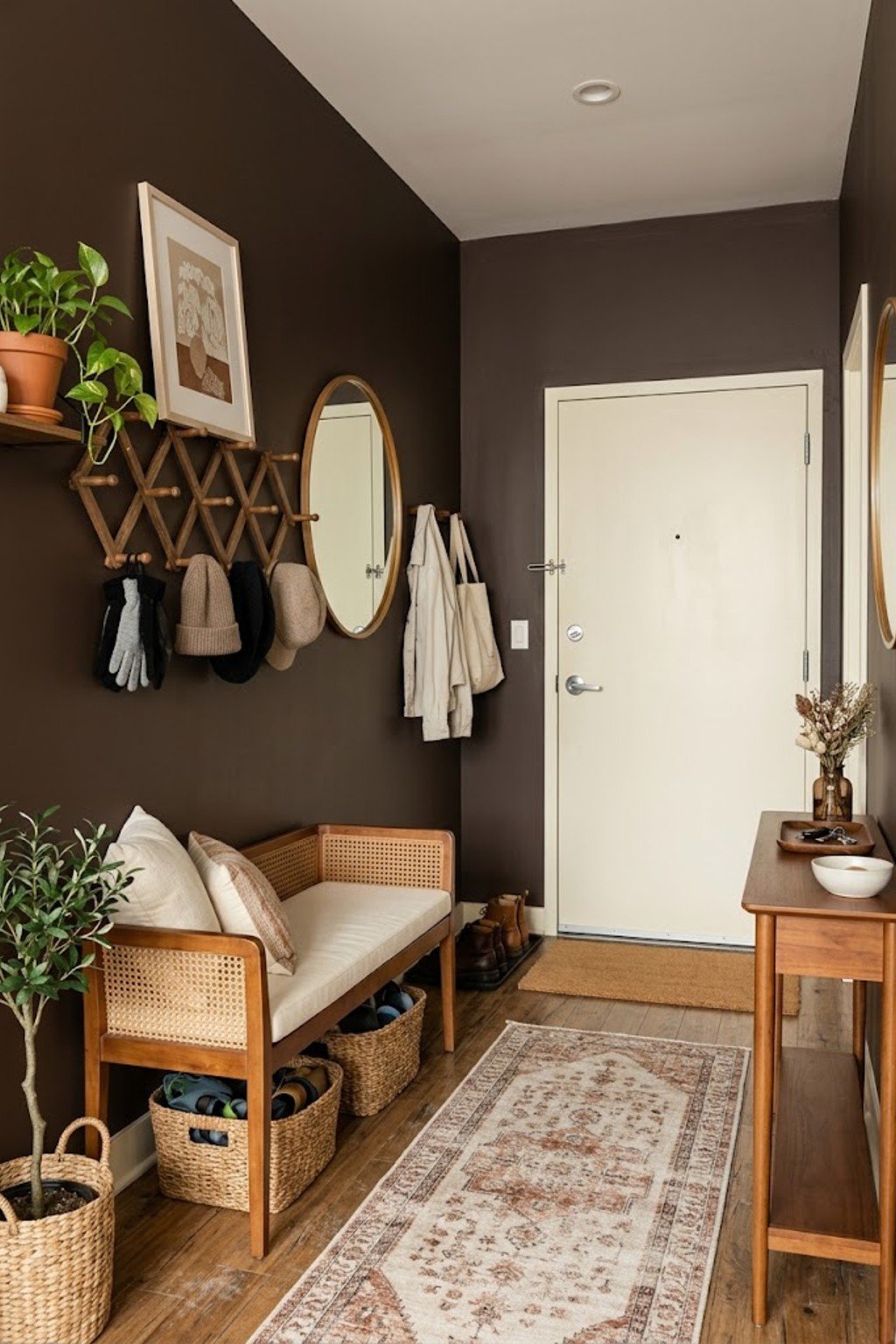 Hang a drying rack for gloves in a small apartment entryway