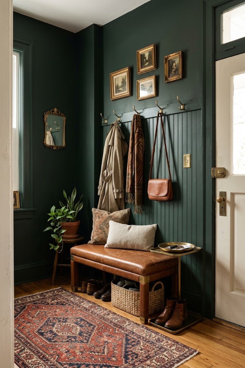 Add a wipeable wall panel in a small apartment entryway