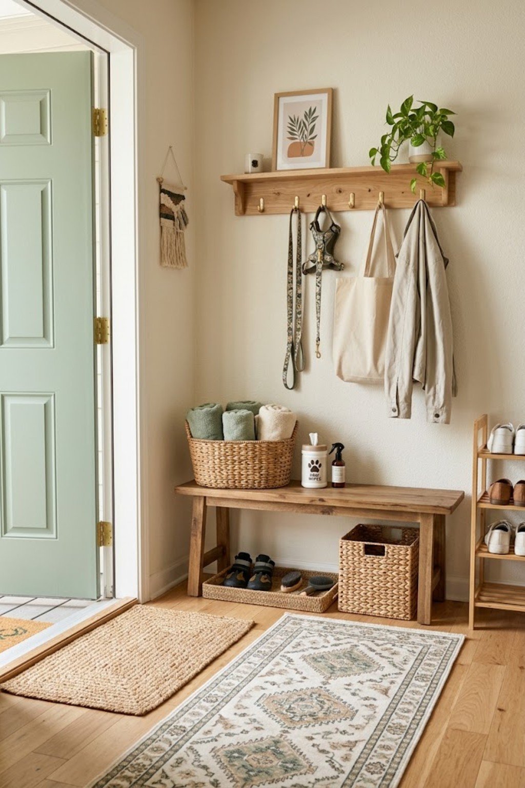 Keep a pet wipe station in a small apartment entryway