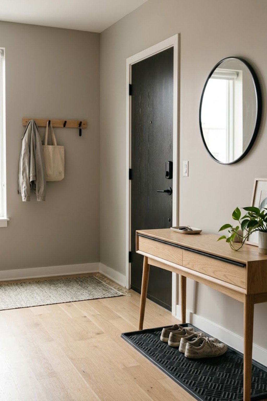 Add a shoe-drying mat in a small apartment entryway
