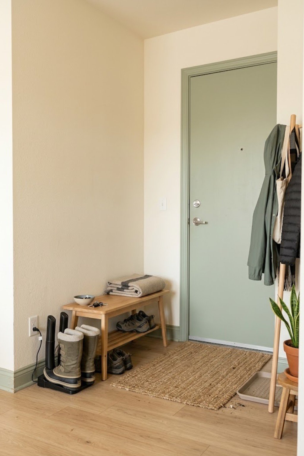 Add a heated boot dryer in a small apartment entryway