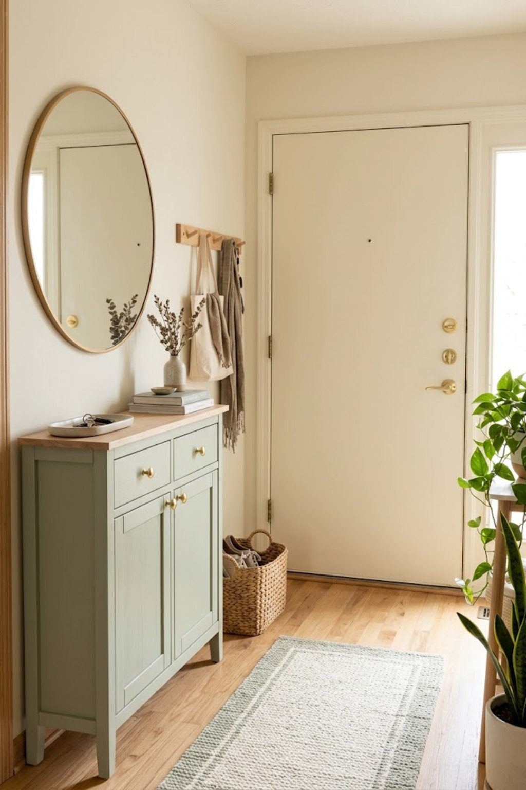 Swap hardware on furniture in a small apartment entryway