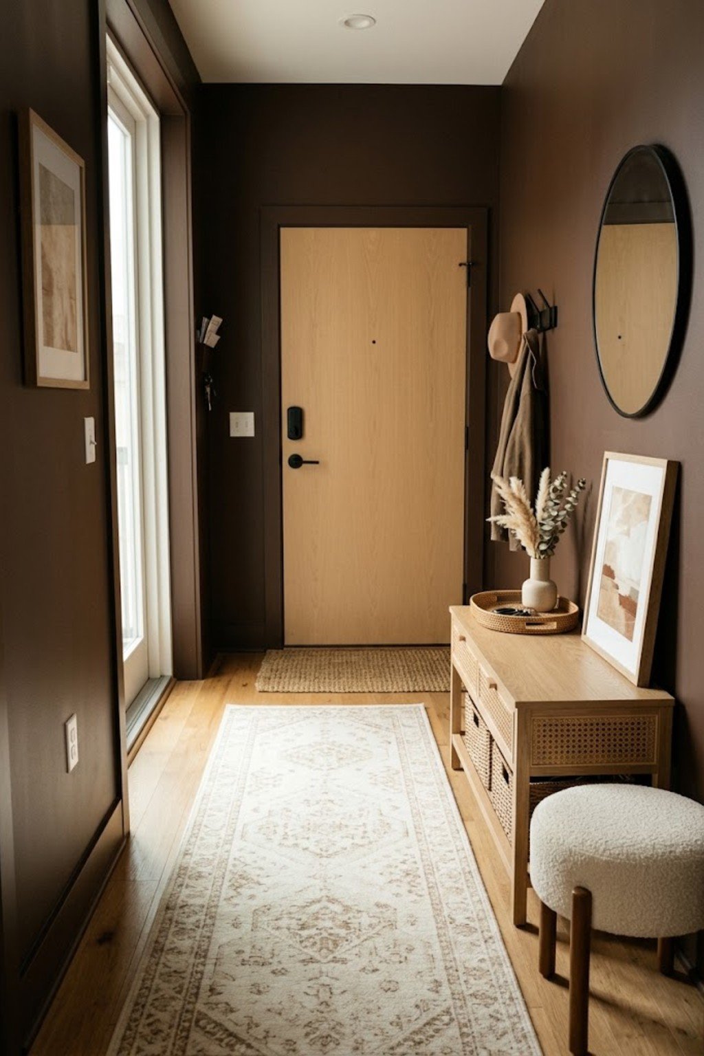 Use a washable runner in a small apartment entryway