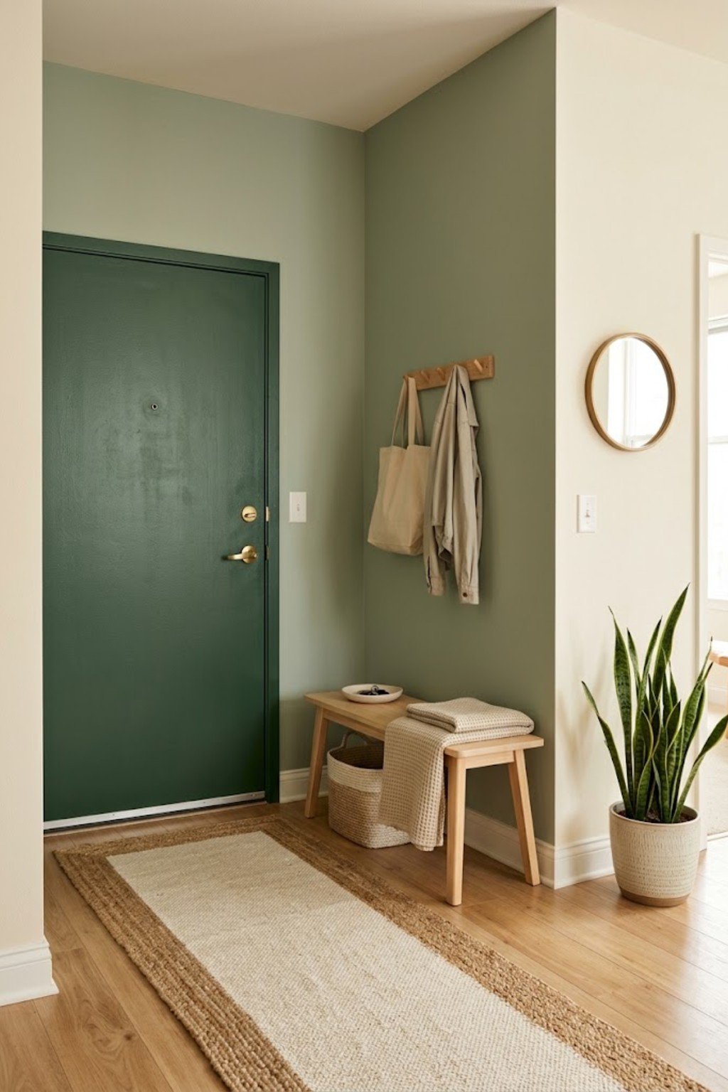 Paint a door a bold color in a small apartment entryway