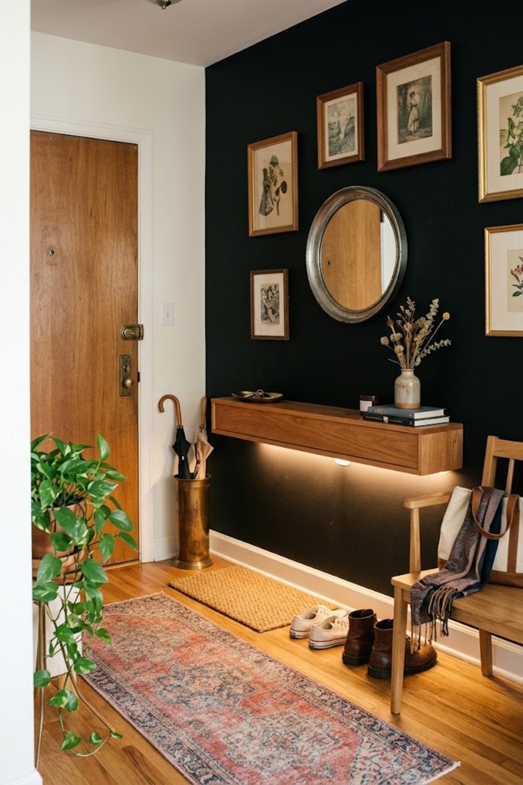 Use motion-sensor lights in a small apartment entryway
