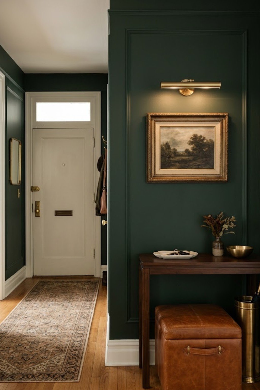 Use battery picture lights in a small apartment entryway