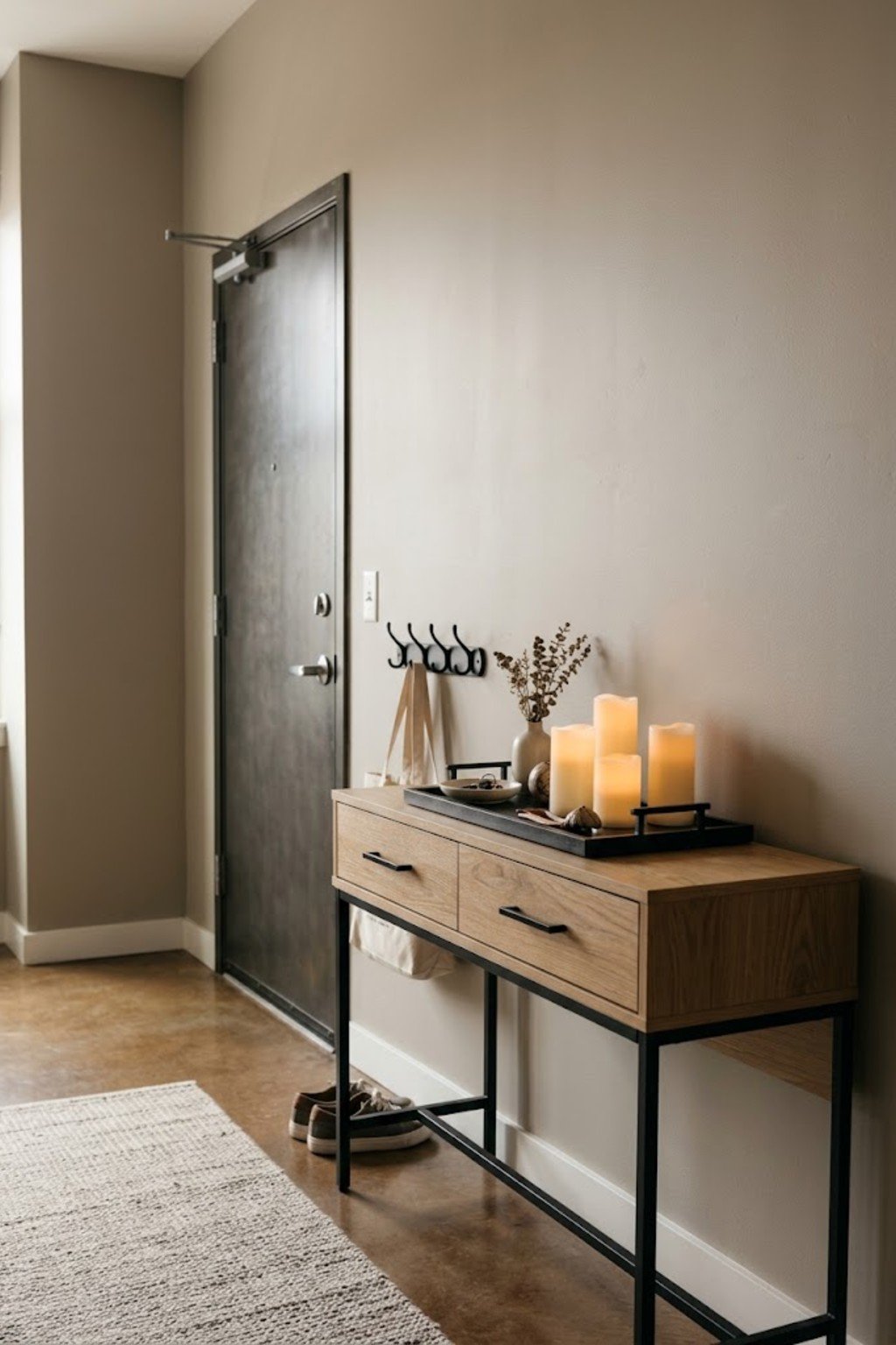Use flameless candles in a small apartment entryway