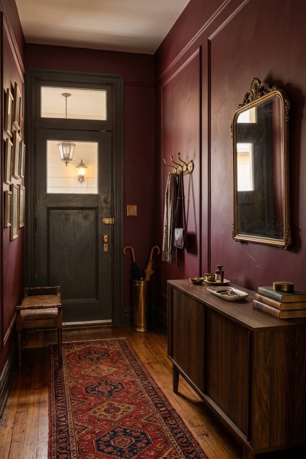 Light the outdoor door area in a small apartment entryway
