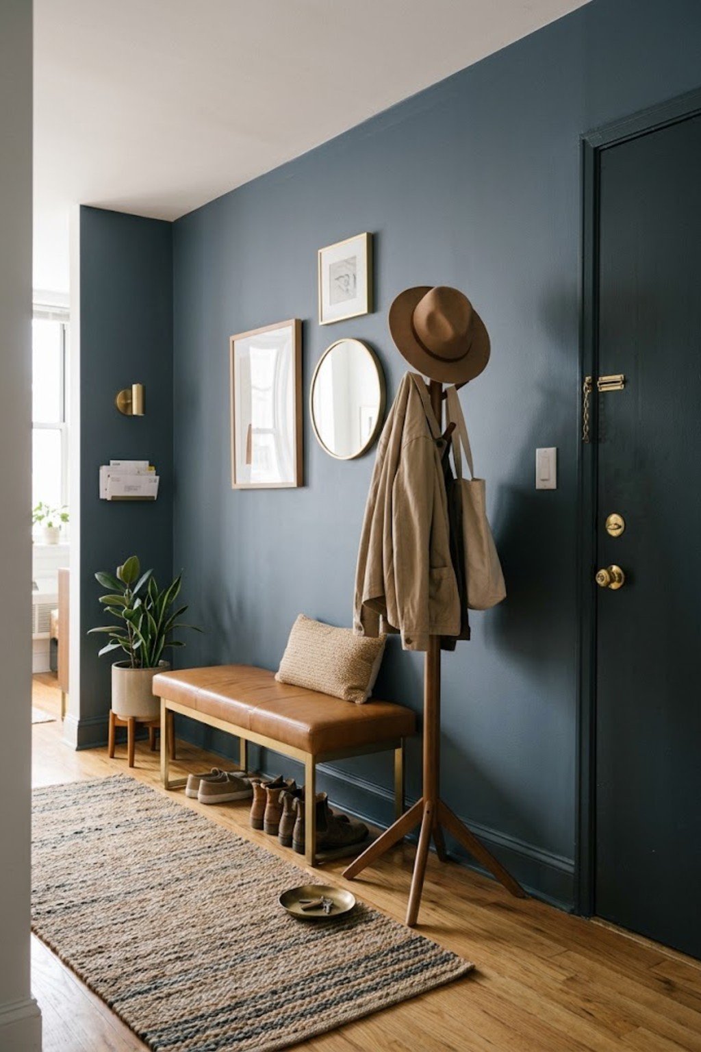 Try a freestanding coat rack in a small apartment entryway