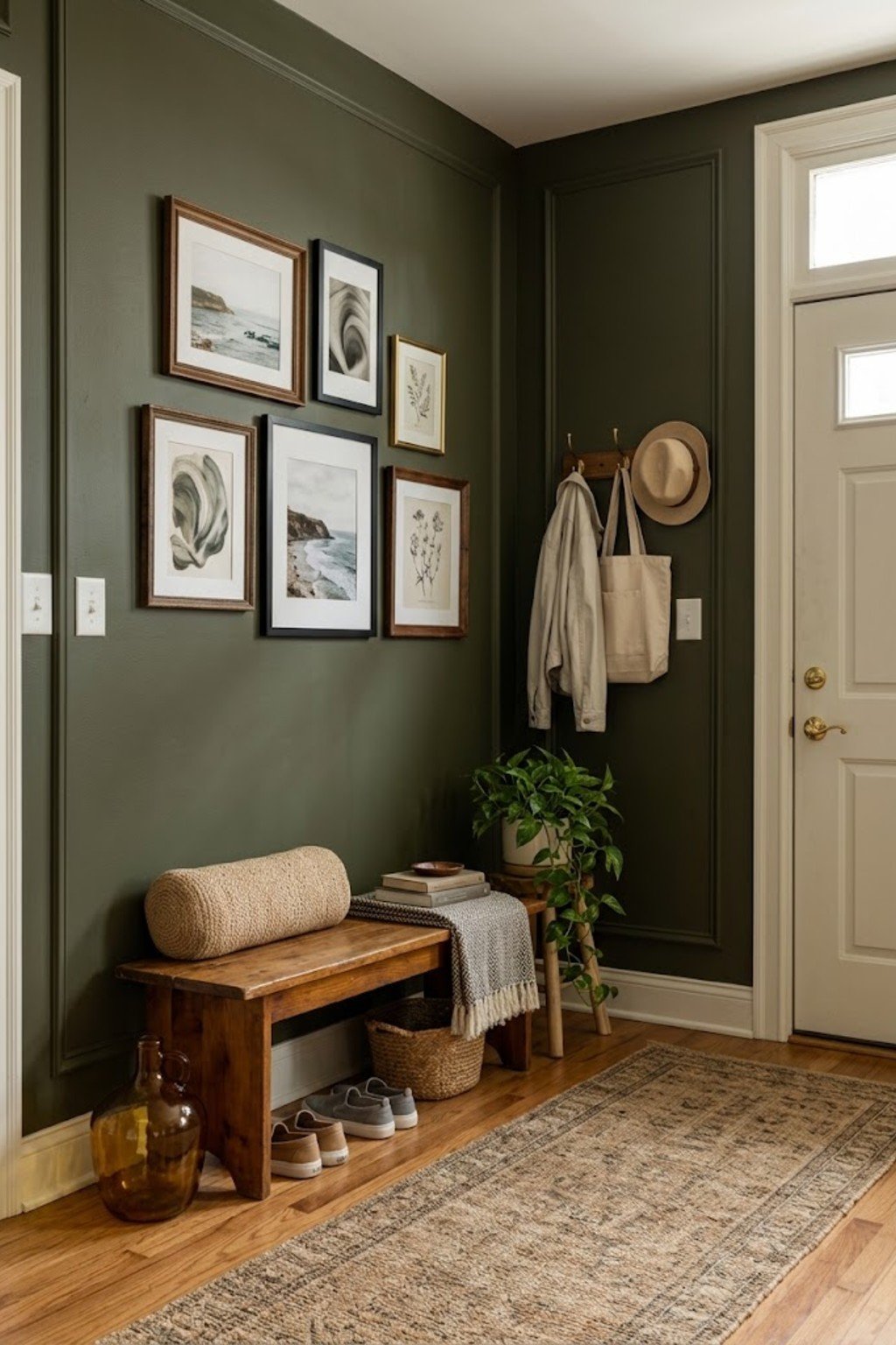 Create a small gallery wall in a small apartment entryway