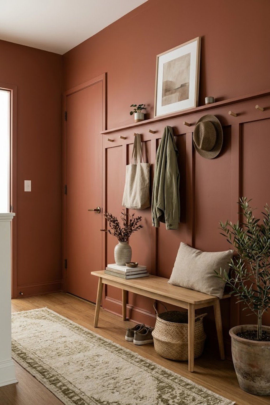 Add board and batten panels in a small apartment entryway