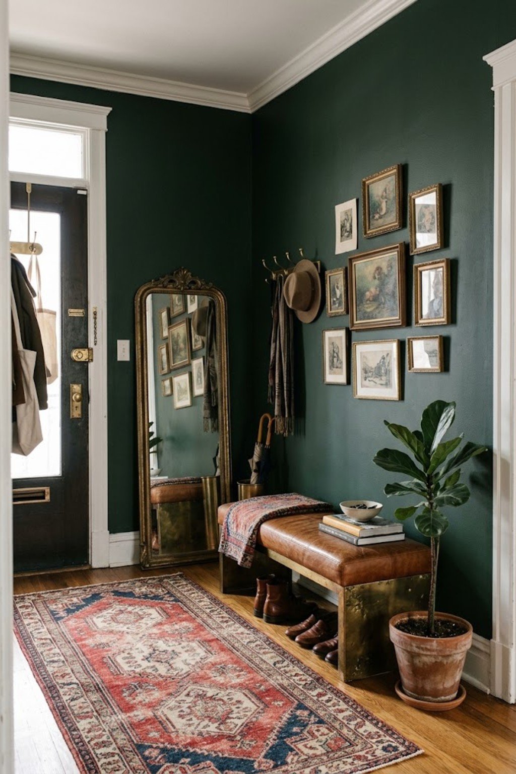 Use a full-length mirror in a small apartment entryway