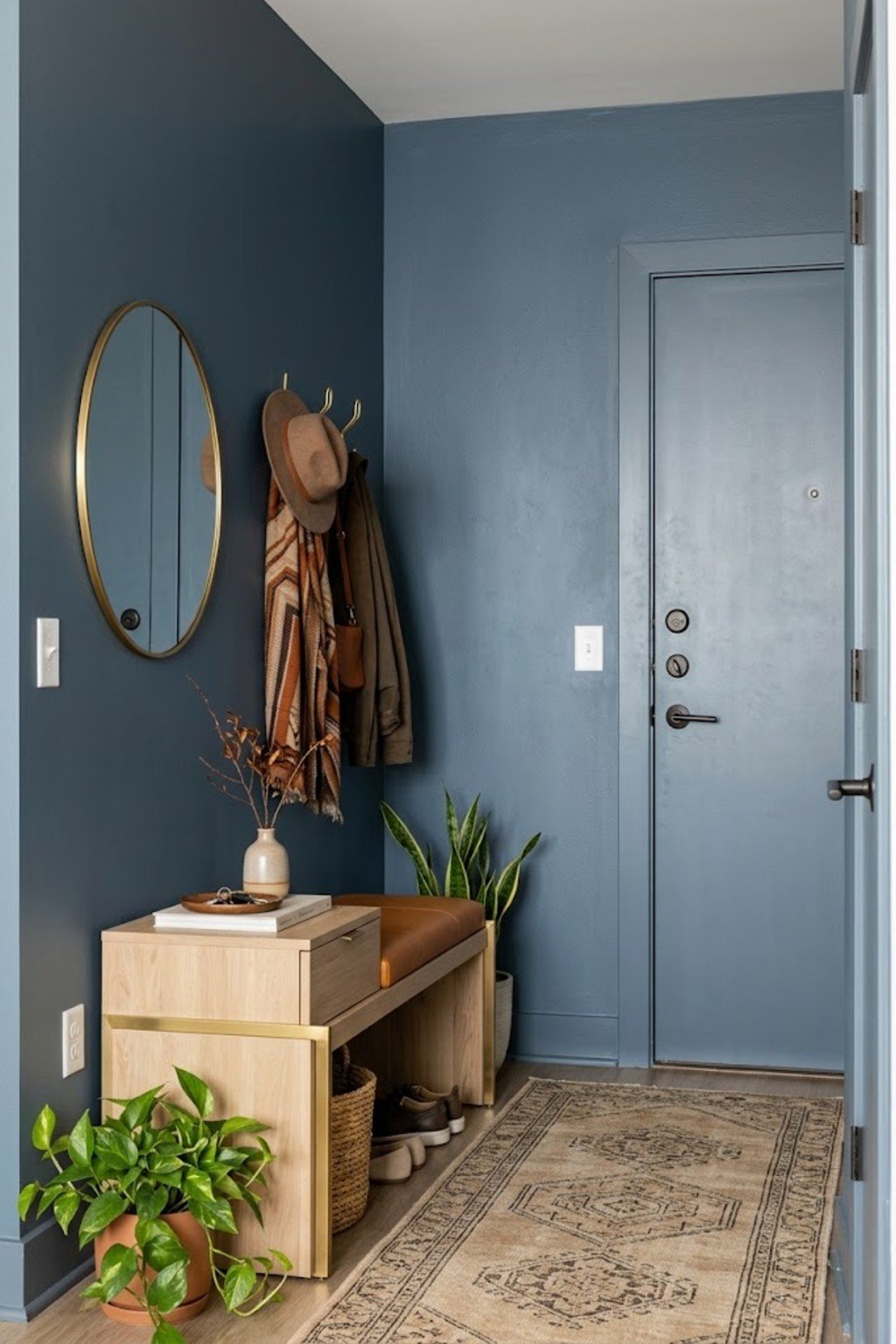 Hang a hat and scarf display in a small apartment entryway