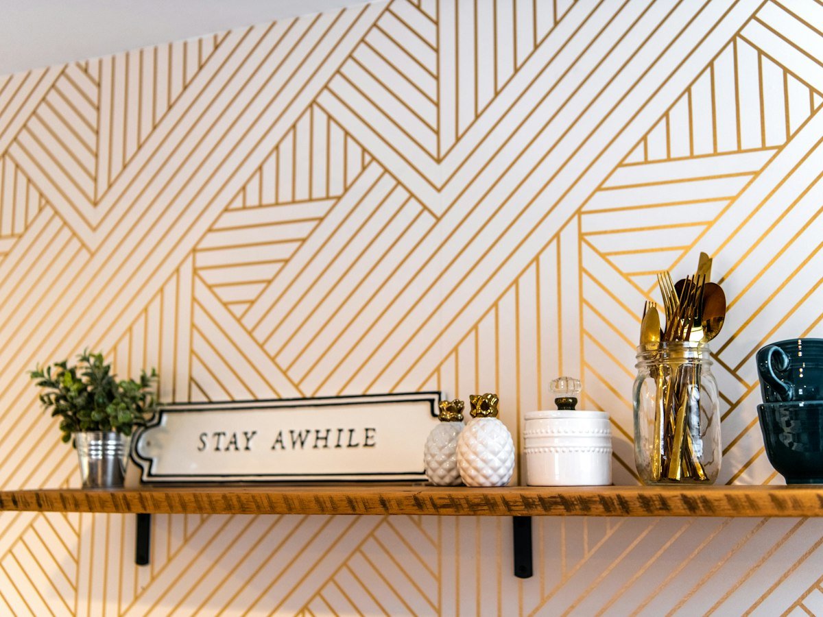Accent wall with peel and stick wallpaper