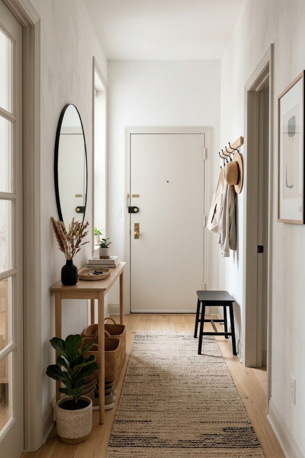 Choose light paint colors in a small apartment entryway