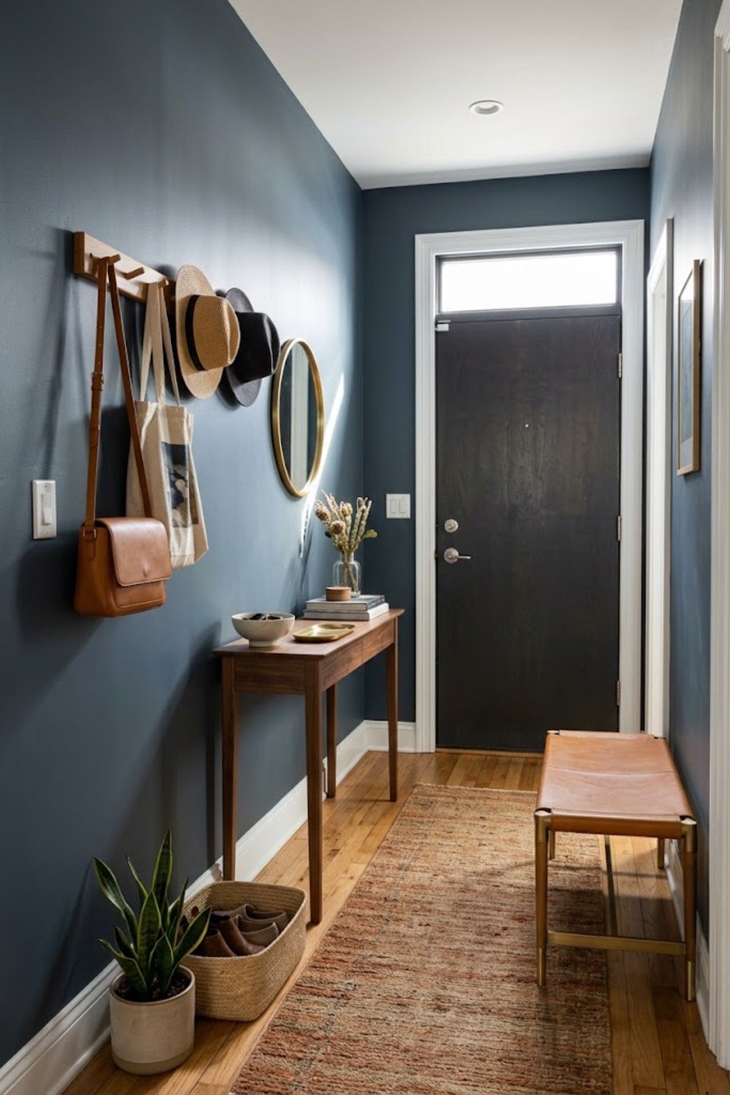 Hang a peg rail in a small apartment entryway