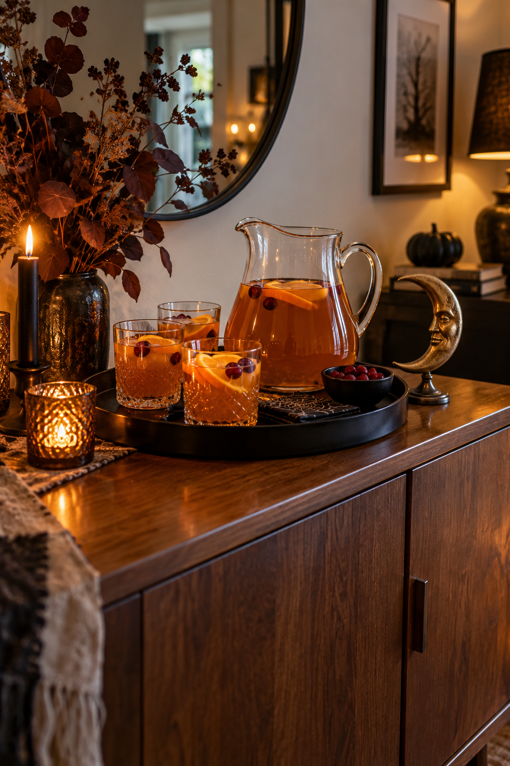 Halloween drink tray with a pitcher and cups