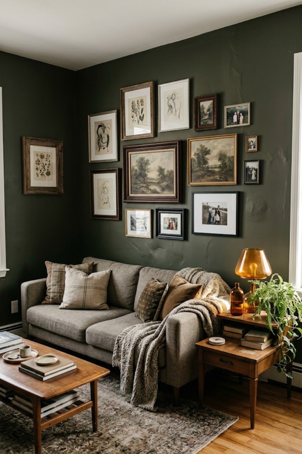 Gallery wall hung with removable adhesive strips