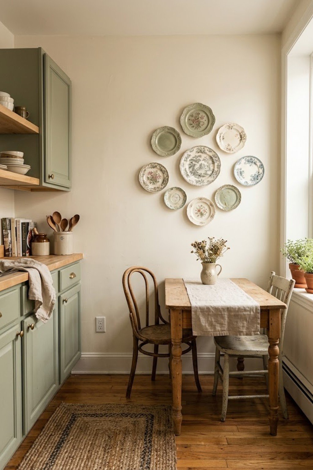 Plate wall hung with adhesive plate hangers