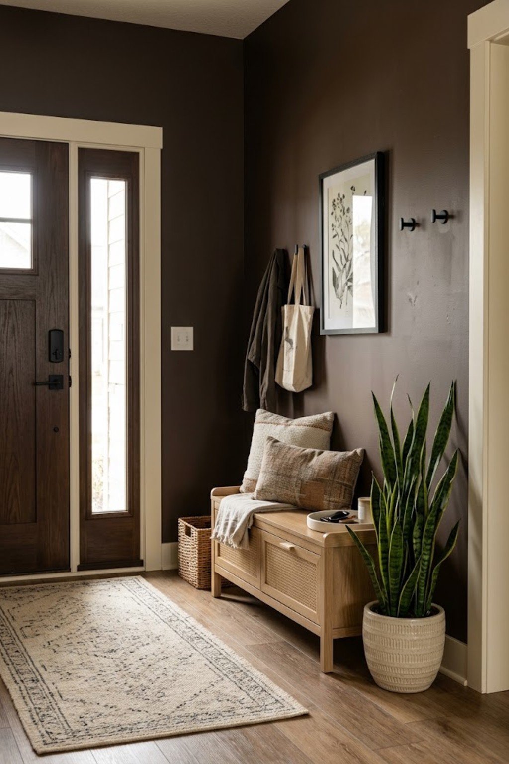 Add a small plant in a small apartment entryway