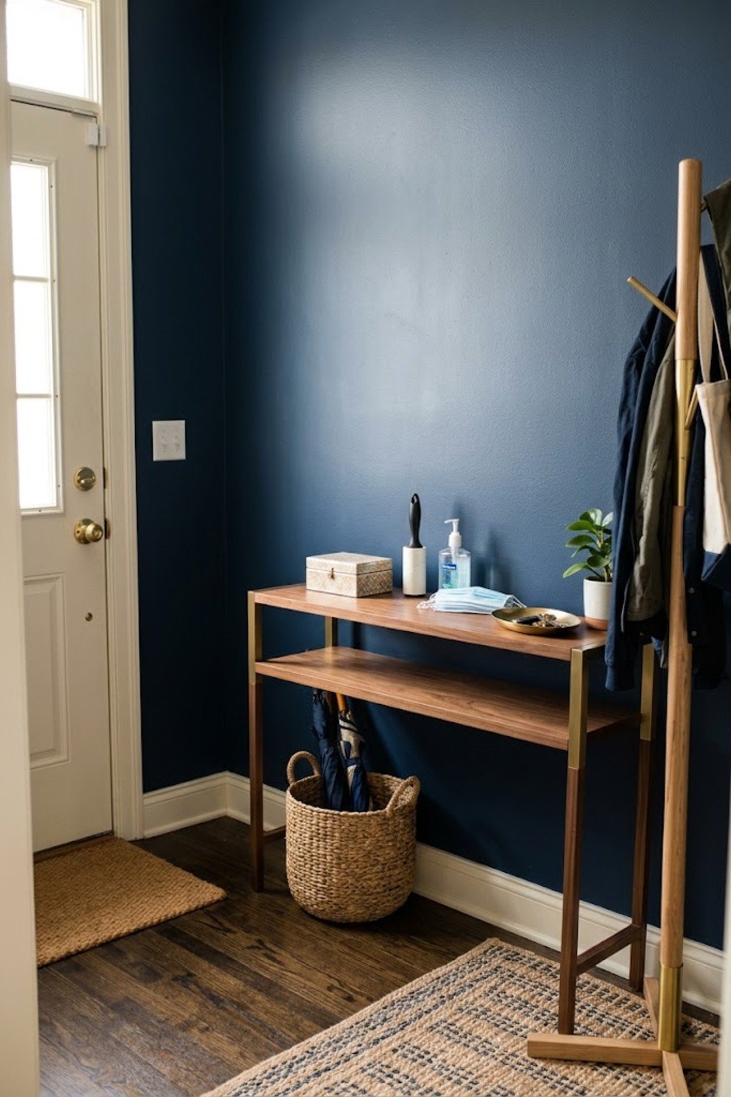 Keep a lint roller and essentials kit in a small apartment entryway
