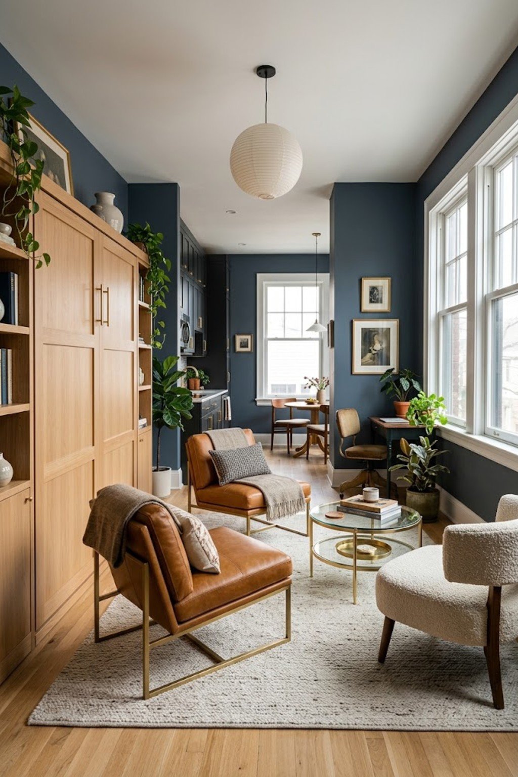 Try a Murphy bed cabinet in a small studio apartment