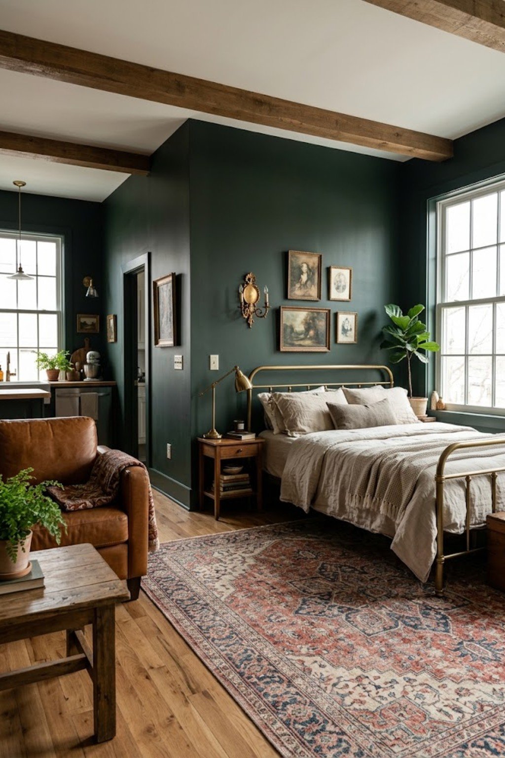 Set a rug to anchor the sleep zone in a small studio apartment