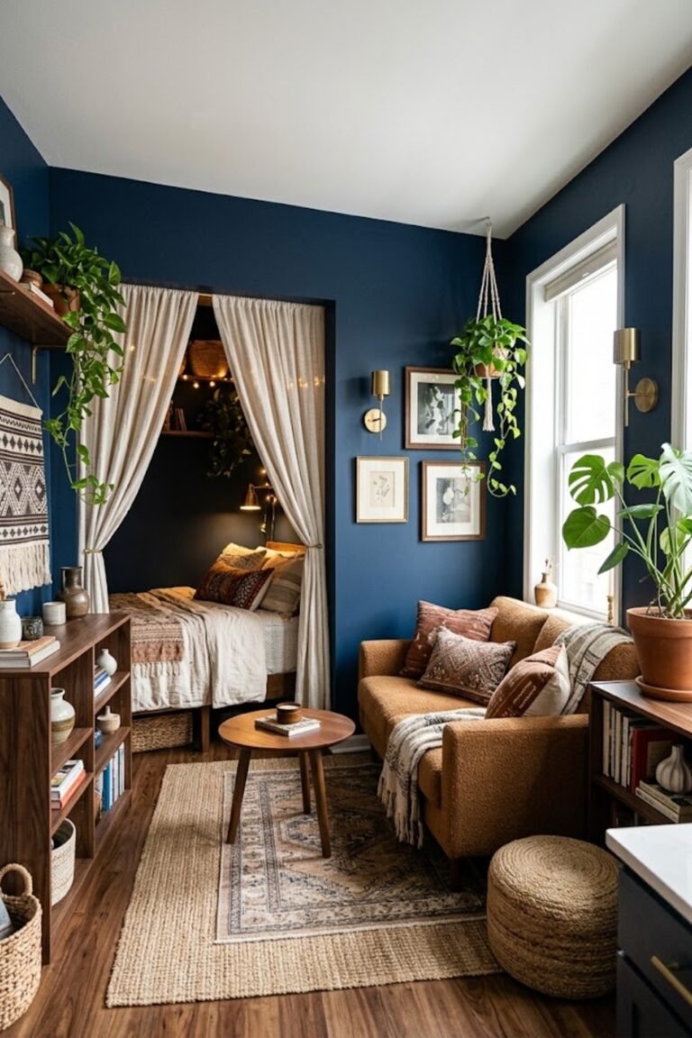 Styled small studio apartment – studio apartment bed ideas