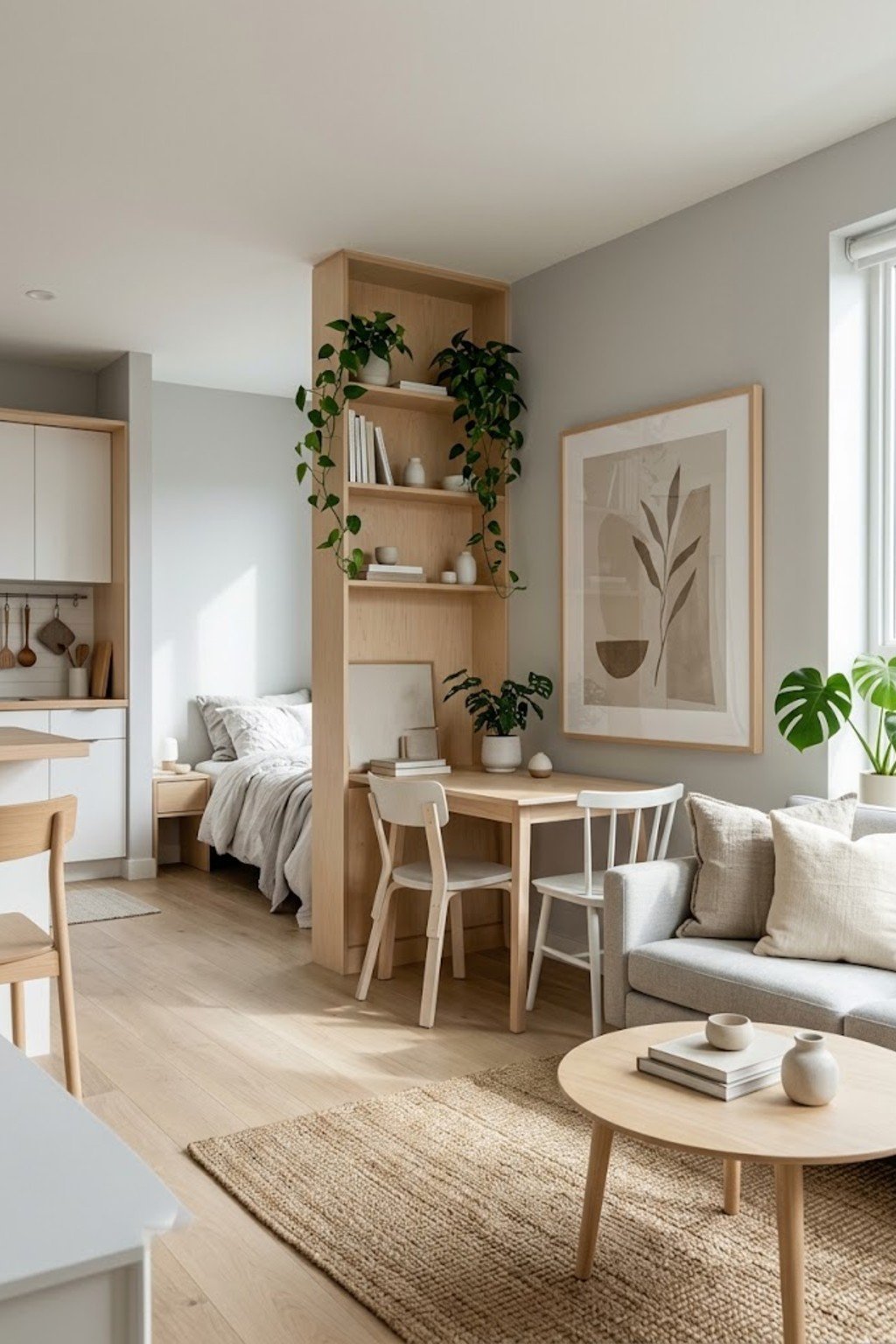 Go big with one art piece in a small studio apartment