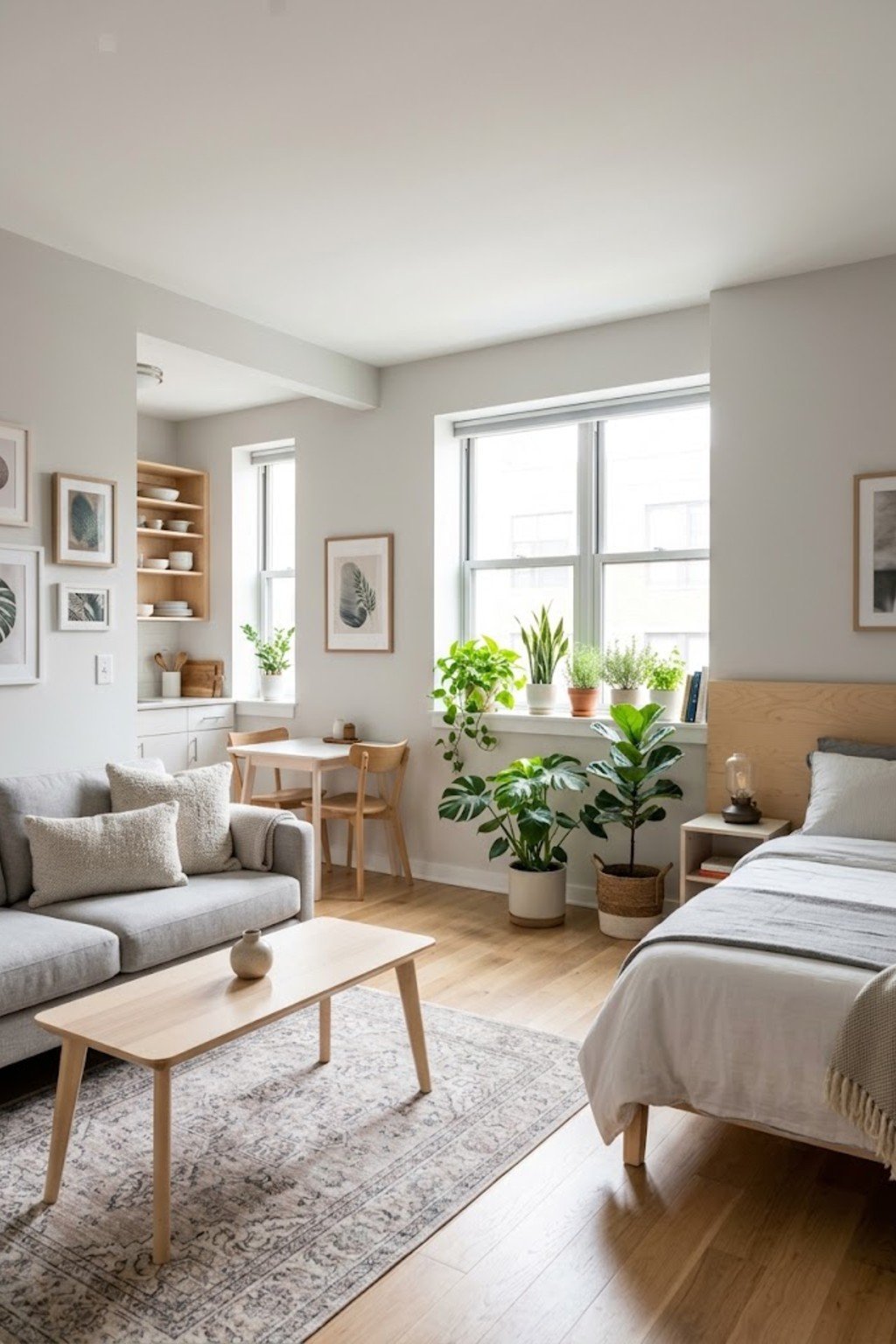 Bring in real or faux plants in a small studio apartment