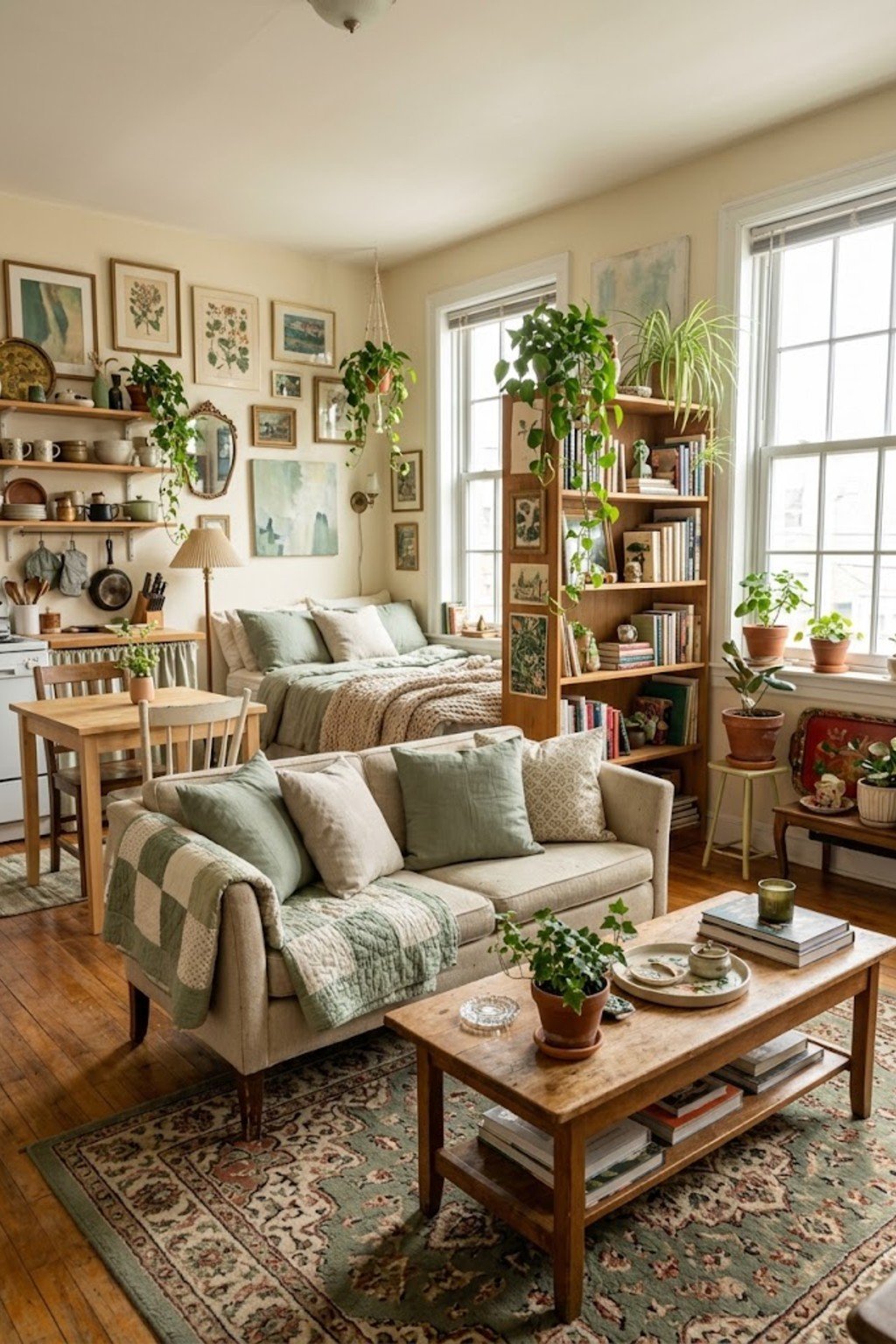 Upgrade throw pillow covers in a small studio apartment