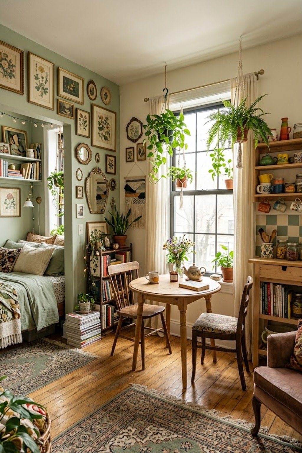 Pick a round bistro table in a small studio apartment