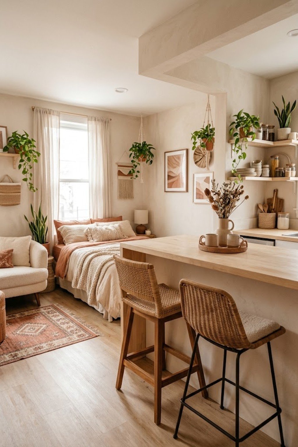 Set up a breakfast bar in a small studio apartment