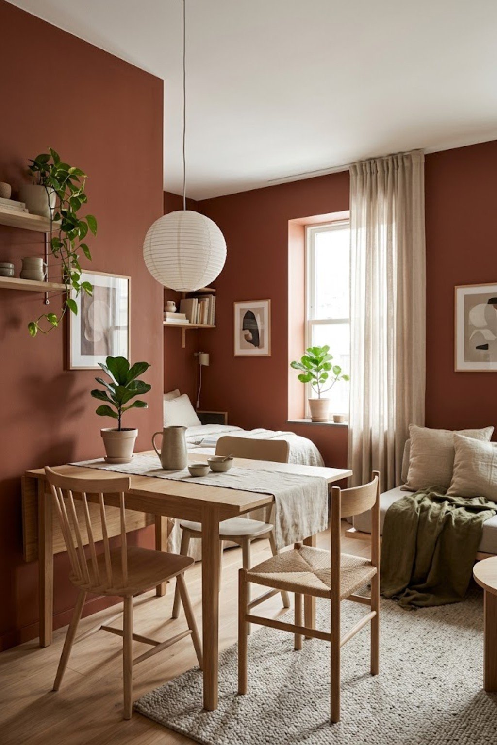 Use an extendable table in a small studio apartment