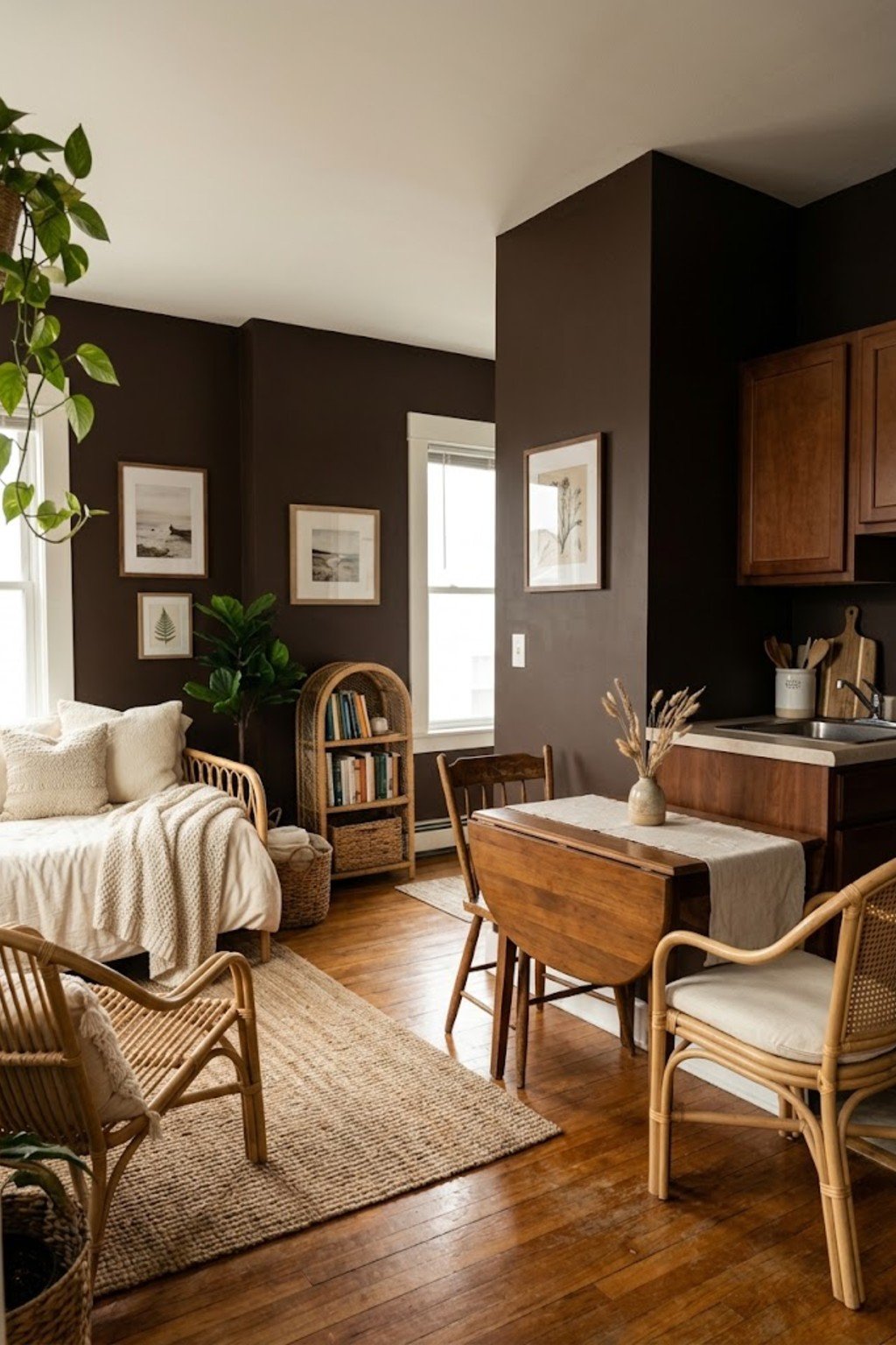 Choose a drop-leaf table in a small studio apartment