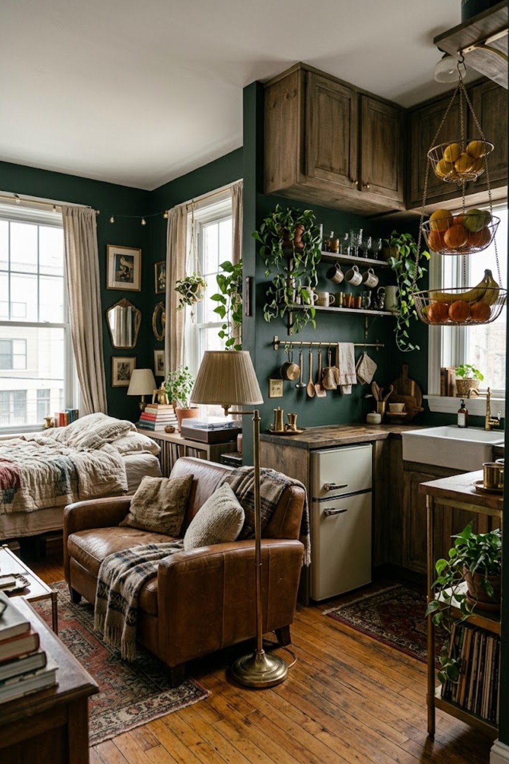 Use a tiered fruit basket in a small studio apartment
