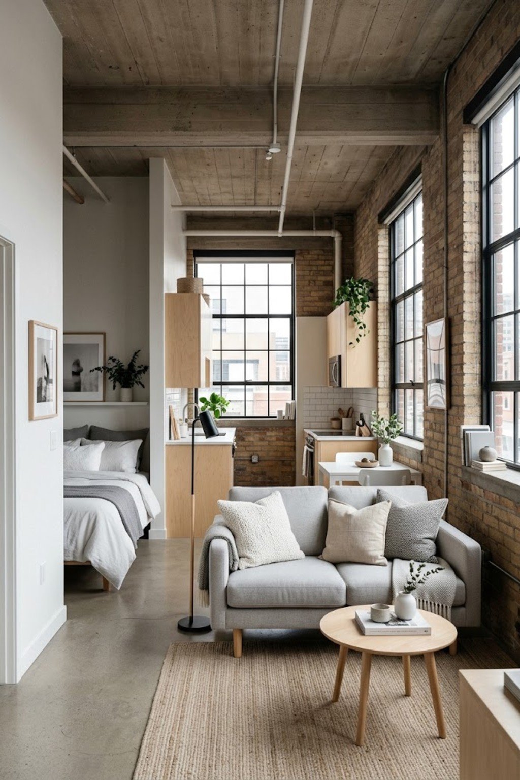 Choose a loveseat instead of a full sofa in a small studio apartment