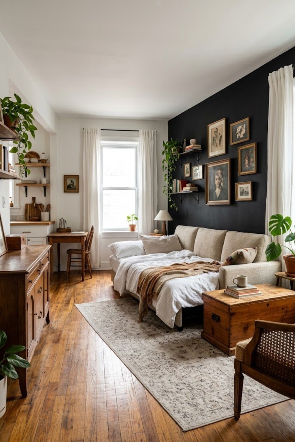 Choose a sleeper sofa for guests in a small studio apartment
